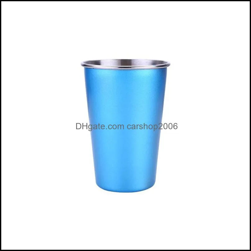 wholesale stainless steel coffee mugs 5 colors beer tea juice milk drink tumbler outdoor camping travel 500ml large straw mug cup dh1261
