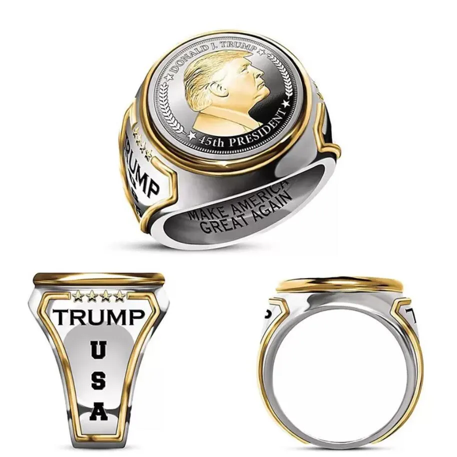 Mode tryckta ringar unika män ringer "gör Amerika bra igen" USA President Trump Smycken 7 Storlek Unisex Daily Ring