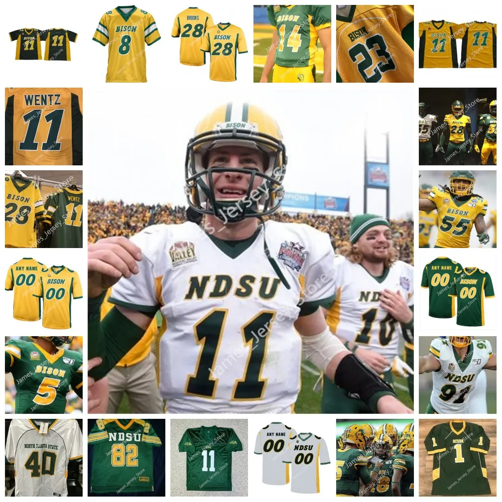 11 Carson Wentz Jersey 2022 NCAA NDSU North Dakota State Bison Football cousu 10 Darrius Shepherd 49 Nick DeLuca 46 Andrew Bonnet 73 Joe Haeg 19 Ben LeCompte Maillots