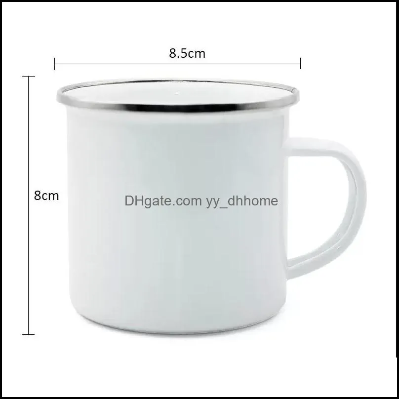 12oz Sublimation enamel mug cup tumbler with handle heat transfer sublimated coffee mugs sublimation blanks drinking cups RRA12909