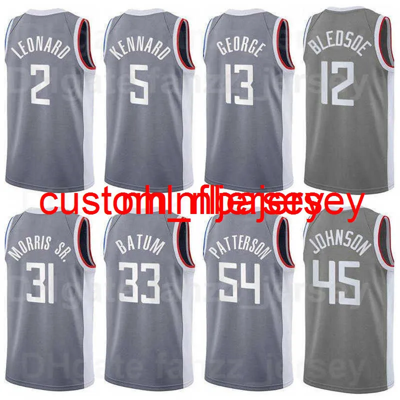 Paul George Jersey 13 Kawhi Leonard 2 Serge Ibaka 9 Marcus Morris SR 8 Tereance Mann 14 Ivica Zubac 40 Navy Blue