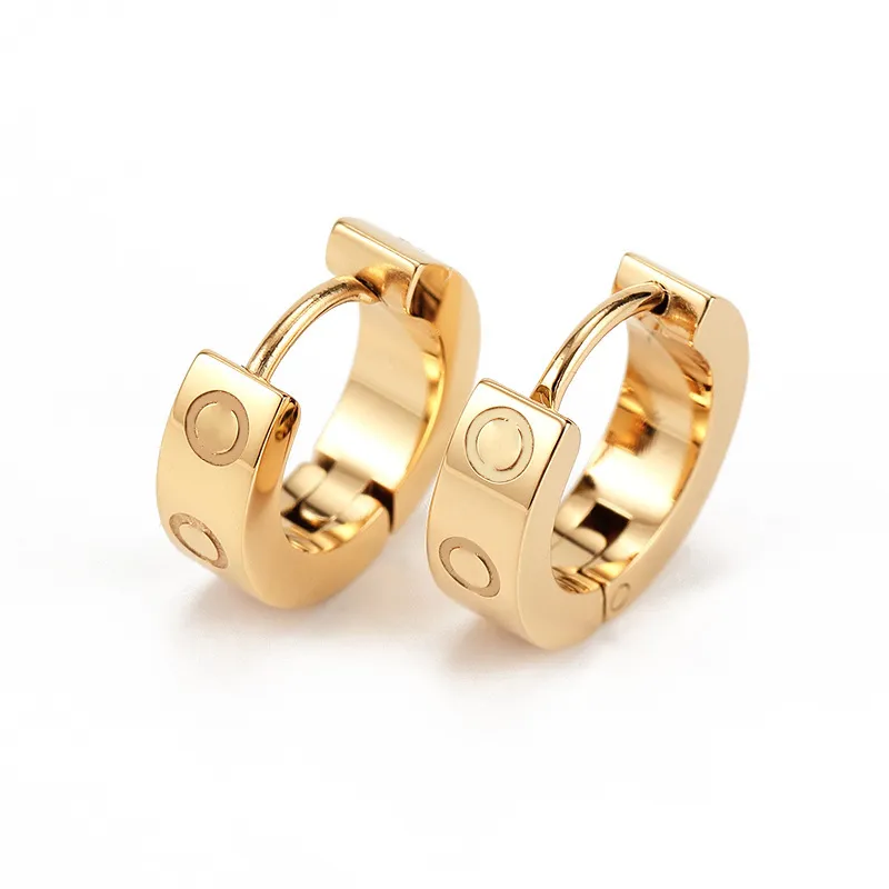 Pendiente de acero de titanio para mujer, exquisito anillo de diamantes C de moda simple, pendientes para mujer, regalo de joyería