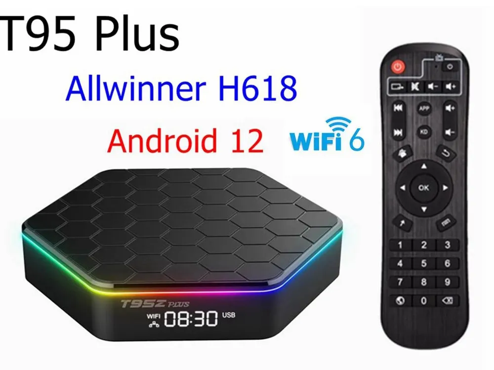 T95Z Plus Android 12 TV BOX RGB Light 6K Ultra HD 2.4G / 5G Wifi6 4GB 32GB 64GB Allwinner H618 Quad Core BT5.0 HDR 10 Set-top Box