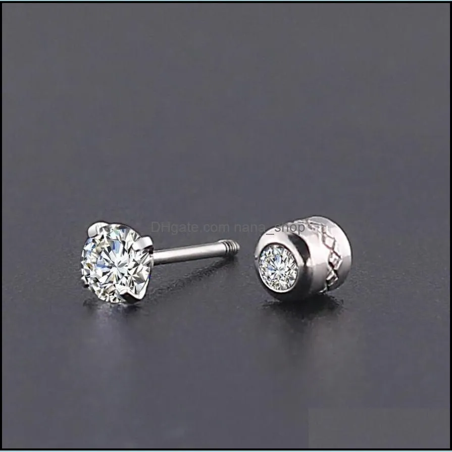 Fashion 3mm 4mm 5mm Zircon Stainless Steel Stud Crystal Rhinestone Earrings For Women Jewelry