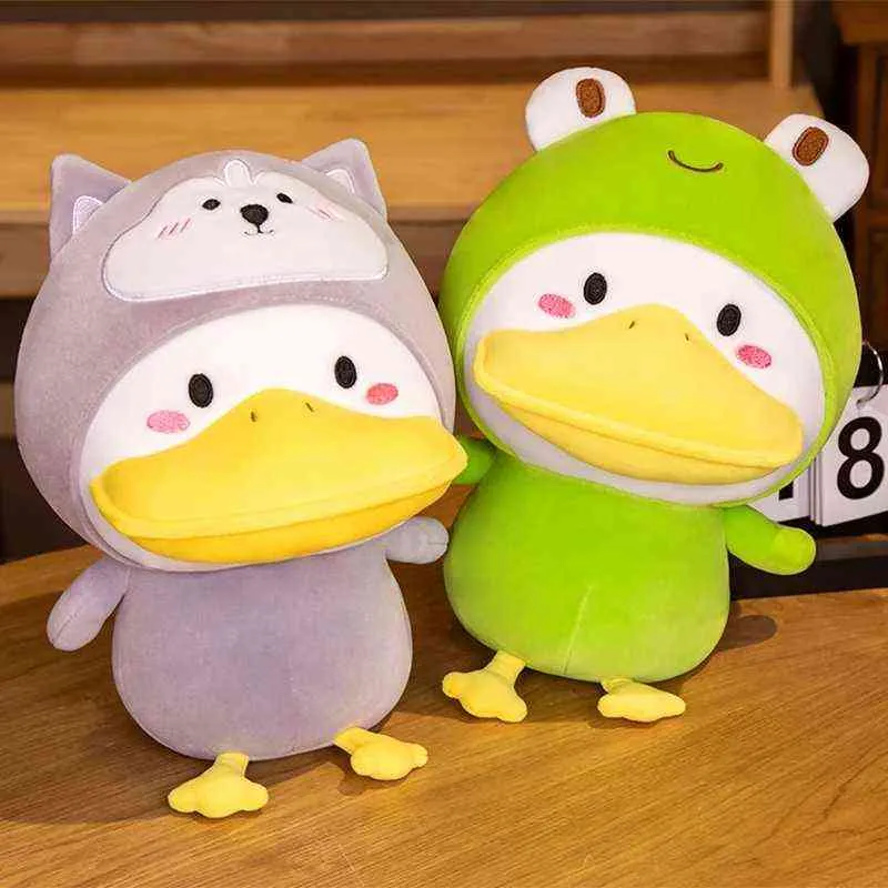 1Pc 33Cm Cute Duck Cos Dinosaur Bear Frog Plush Toys For Kids Cartoon Stuffed Animal Doll Pillow ldren girls Beautiful Birthday Gift J220729