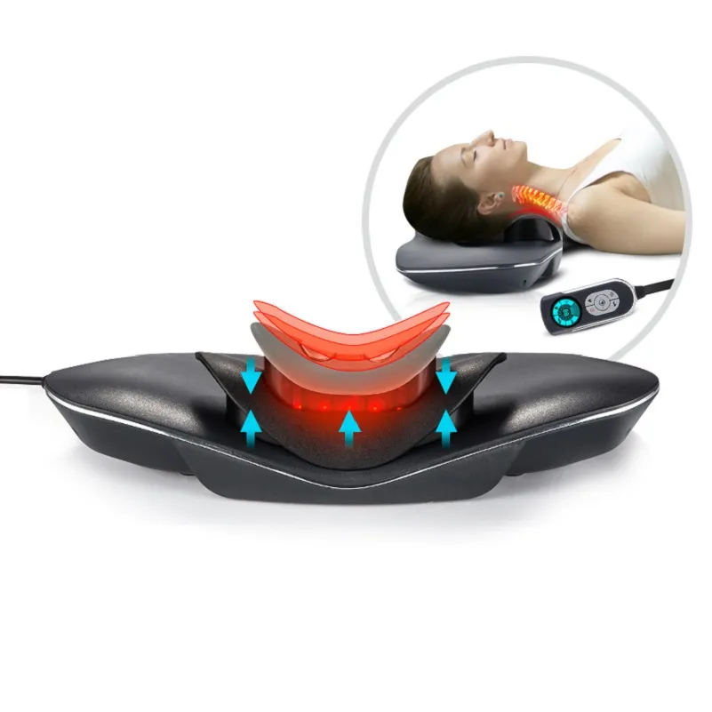 Electric Neck Massager Pillow Cervical Vertebra Traction Heating Massager Tens Kneading Neck Pain Relief Cervical Massageador