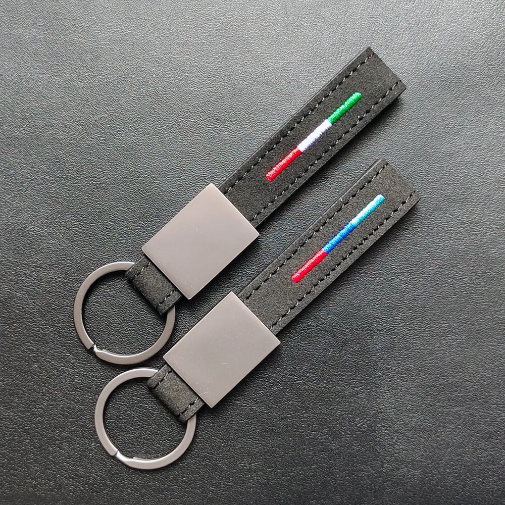 3-farbig bestickter Auto-Schlüsselanhänger aus schwarzem Wildleder, geeignet für BMW, Jaguar, Land Rover, Schlüsselanhänger, Unisex-Geschenke, Schlüsselanhänger, Geburtstagsgeschenke