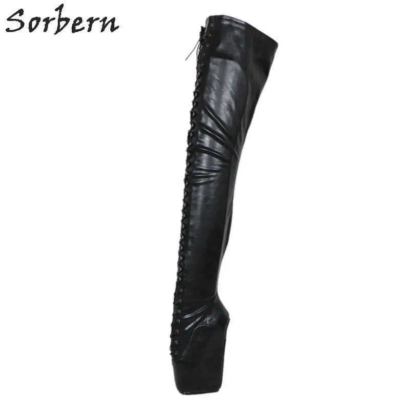 Sorbern Extreme High Heel Ballet Wedge 부츠 가랑이 허벅지 하이 부츠 여성용 사용자 정의 부팅 샤프트 섹시한 페티쉬 부츠 신발 플랫폼