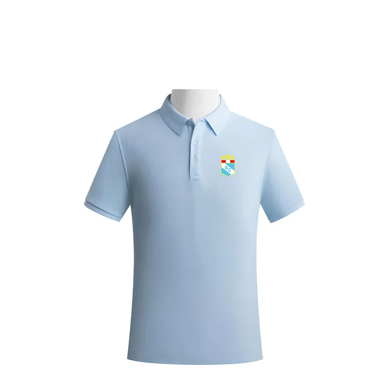 Sporting Cristal Polos masculinos e femininos de alta qualidade, camisa de algodão penteado com contas duplas, cor sólida, camiseta casual com ventilador