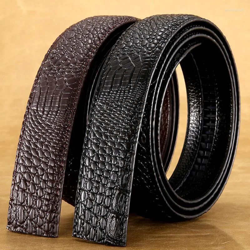 Belts 3.5cm Crocodile Real Genuine Leather Body For Automatic Buckle Black Brown Cowhide Cowboy Belt No Without BuckleBelts Emel22