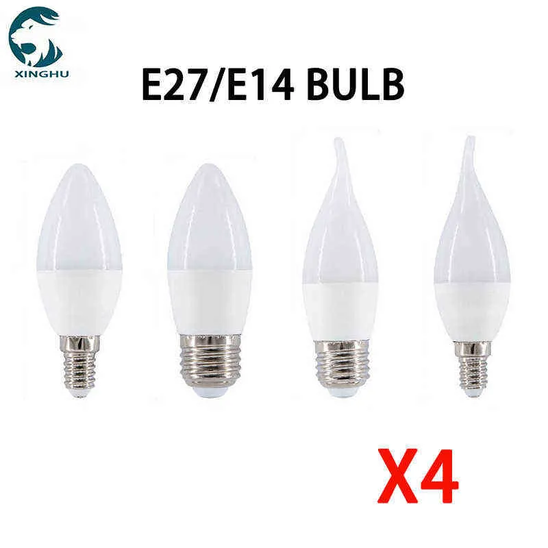 4pcs/parti LED ampul E14 E27 LED Işık Kapalı Sıcak Beyaz Işık 3W 6W 9W 12W AC220V LED Mum Ampul Ev Dekoru Kolye Işık H220428