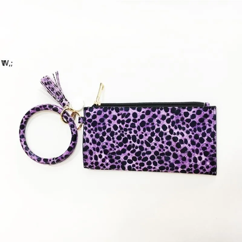 UPS Новая мода леопардовый печать PU кожаные женские мобильные телефоны сумка кисточкой подвесной браслет ключ цепь браслет браслет сумка GCE13883