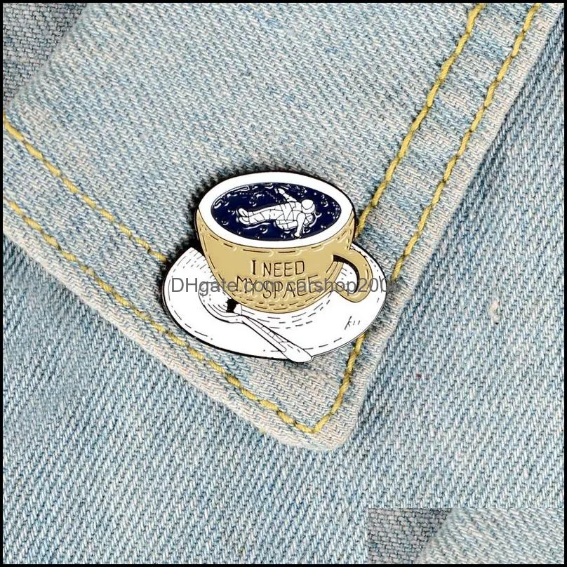 Pins Broschen Schmuck Kaffeetasse Emaille Pin Lebensliebhaber Abzeichen Brosche Revers Denim Jeans Hemd Tasche Cartoon Kreatives Geschenk für Freunde Drop Del