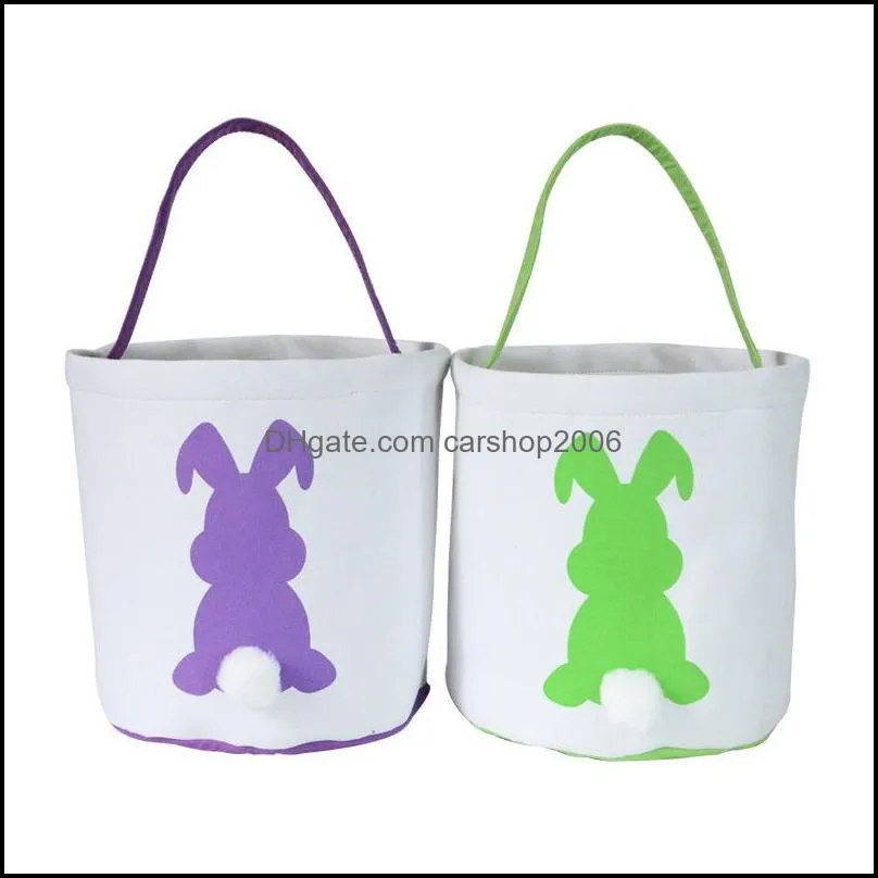 white easter egg storage basket canvas sequins bunny ear bucket creative easter gift bag with rabbit tail decoration 8 styles paf11472
