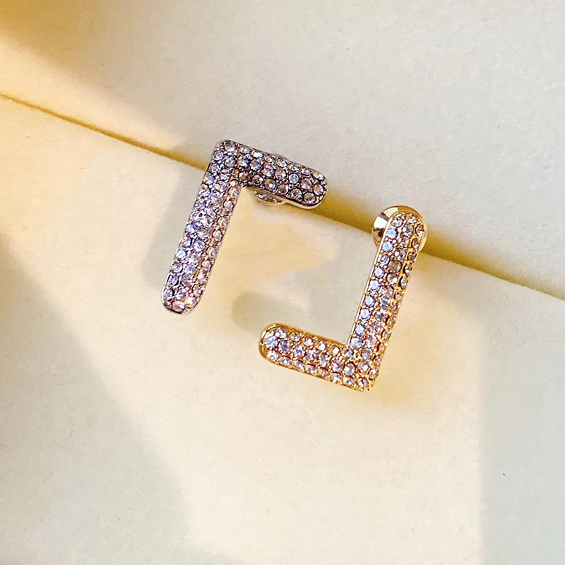 Womens Designer Earrings Stud Fashion Jewelry Letter Luxury Diamond Earring Gold Silver Classic Men hoops F Earring Jewelrys 2204081D