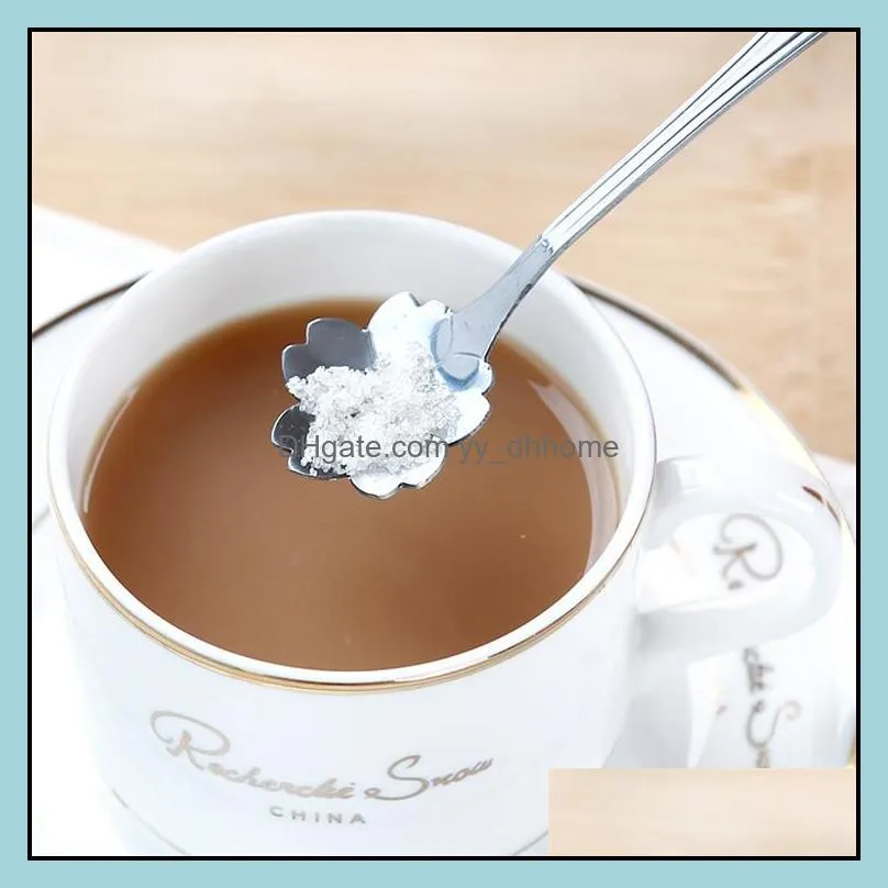 fancy flower spoon stainless steel silver spoon shiny polish metal coffee dessert spoon 7 designs available
