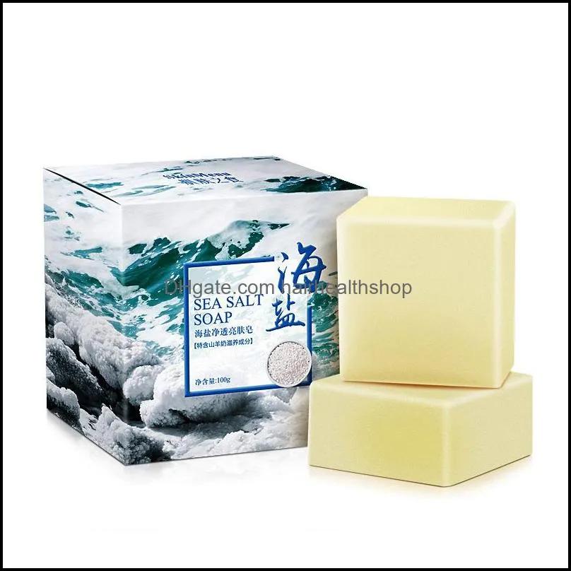 100g removal pimple pores acne treatment sea salt soap cleaner goat milk moisturizing face care wash basis for skin care