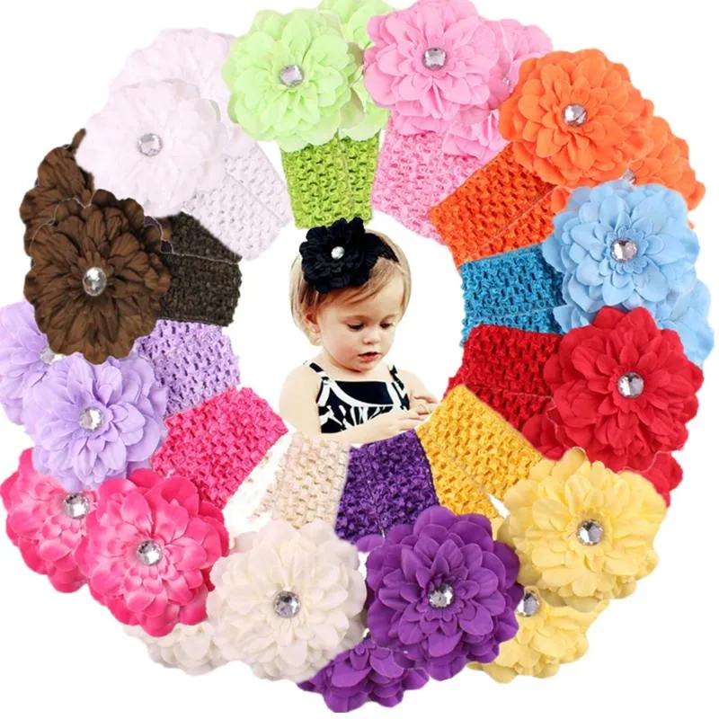 Hårtillbehör PCS/Lot Kids Girl Artificial 4 tum Chic Peony Fabric Flower Band Head Wear Born Pography Propshair