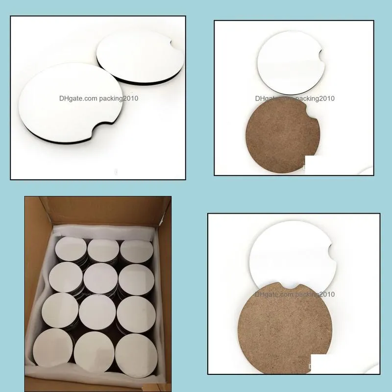 Mats Pads Sublimation wooden mdf blank car coastes heat transfer printing coasters with cork and Non-slip