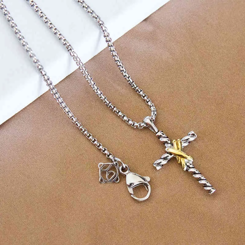 Twisted x Necklaces 925 Sterling Silver Cross Necklace Chain Men Women Designer Jewelry Buckle Thread Pendant E6677