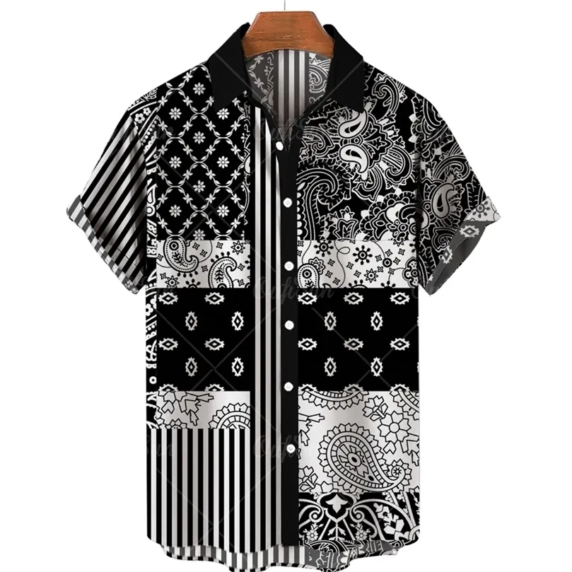 Mens Clothing 3D Hawaiian Shirt Men Fashion Cashew Flower Geometric Printed Shirts Singlebreasted Shirt For Men Tops 220527