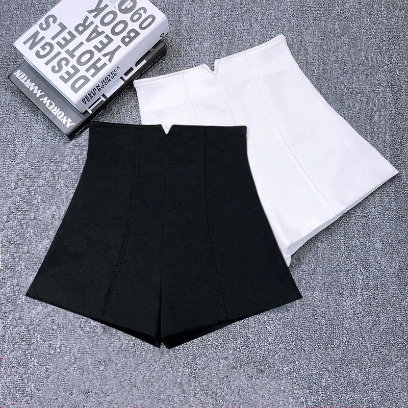 Short de costume extensible noir blanc new Mini Short Femme haute taille élégante short d'été de jambe