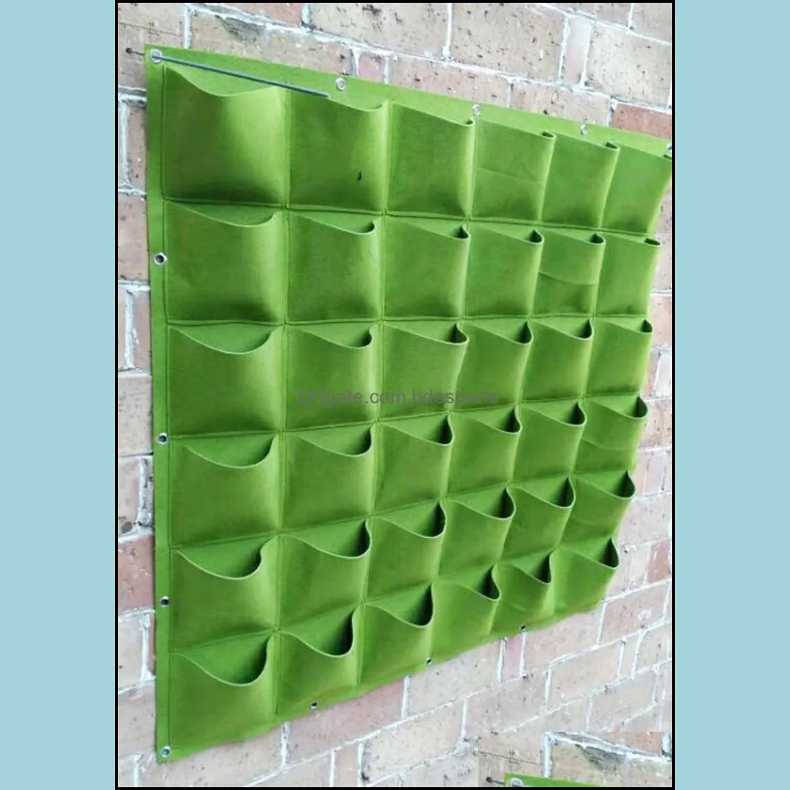 9/18/36/64 Planters Pockets Green Grow Bags Planter Vertical Garden Vegetable Living Gardening Pots Seedling Wall Hanging Plant Growing