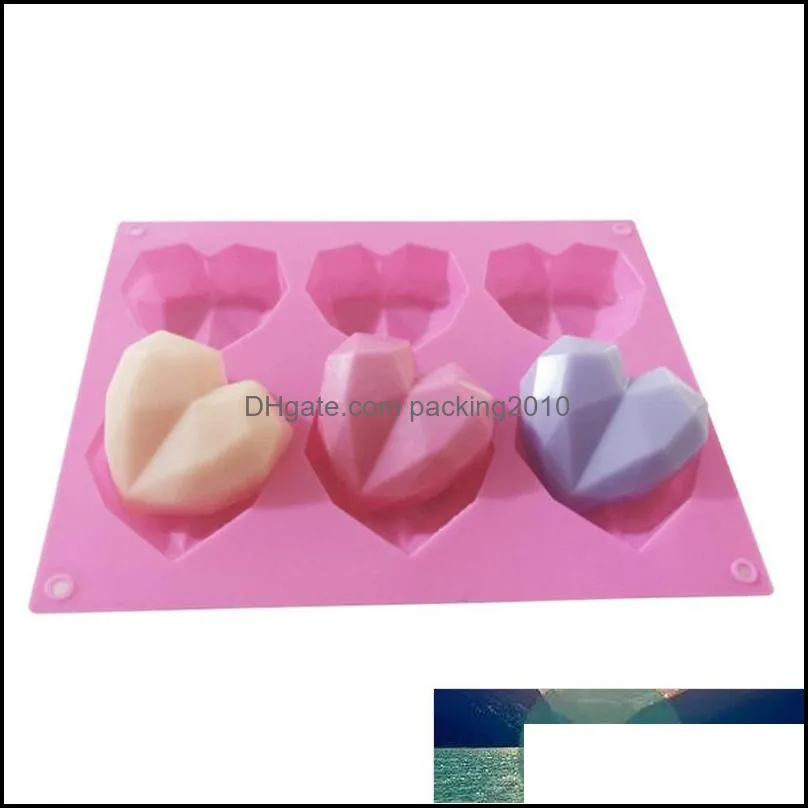 3D Diamond Love Heart Shape Silicone Malls For Baking Spoons Chiffon Mousse Dessert Cake Malls Food Grade