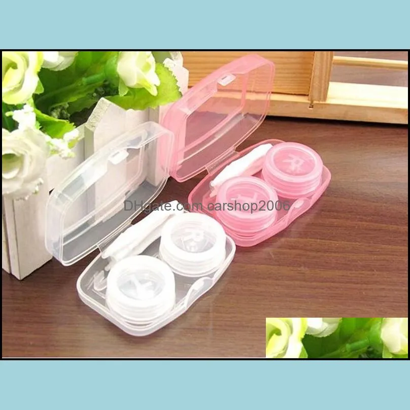 Plastic Portable Beautiful Pupil Box Compact Conjoined Duplex Boxes White Purple Transparent Contact Lens Case Hot Sale 0 8hq J2