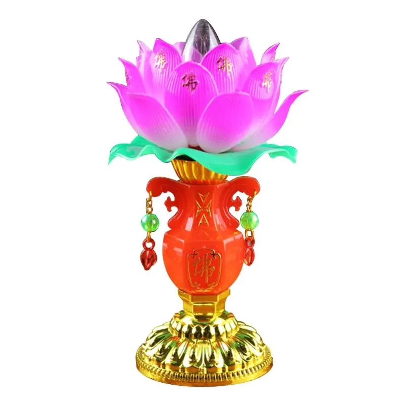 Lampes de table Lotus Light LED Lampe Golden Bouddhiste Bouddhisme Foi Supppy Prière Lightstable