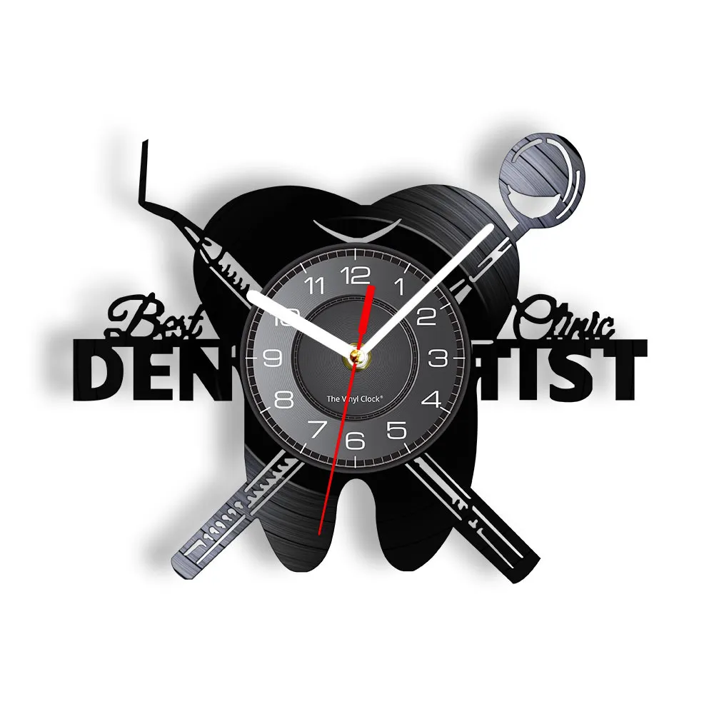 Sprzęt dentystyczny zęby dentystyczne Znak ścienny dekoracyjny zegar ortodonta winylowy rekord zegar ścienny