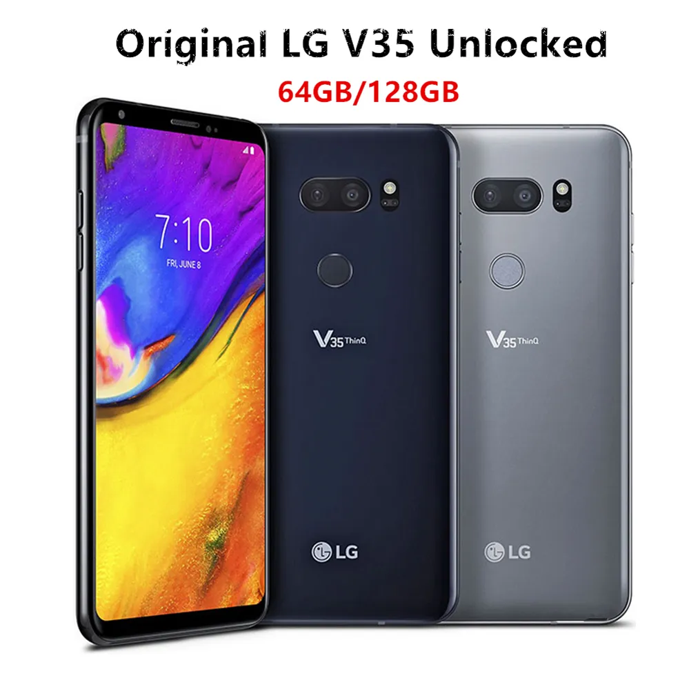 Oryginalny LG V35 Thinq V35 V350AWM V35N Smartfony 6,0 cala Octa-rdzeń 6 GB RAM 128 GB ROM 16MP DAUL Camera LTE Odcisk palca odblokowany telefon komórkowy 8pcs