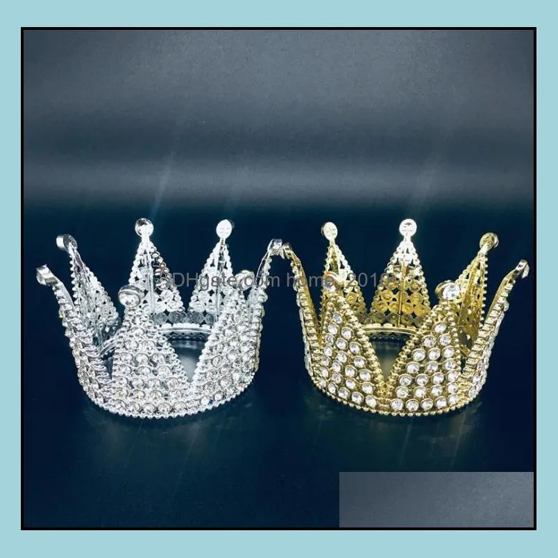 party supplies metal pearl happy birthday cake toppers shining mini crown cakes topper sweet decoration wedding decor sn987
