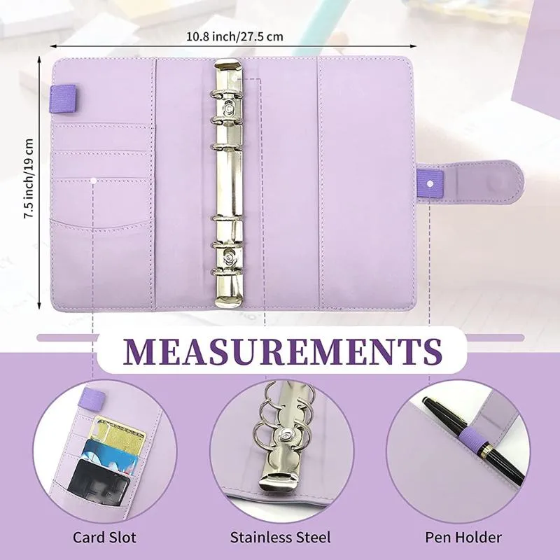 Geschenkpapier, PU-Binder, Notizbuch-Organizer, 6-Ring-Abdeckung, Budget, Geldumschläge, Systemblätter, A6, Reißverschlusstasche, CGift