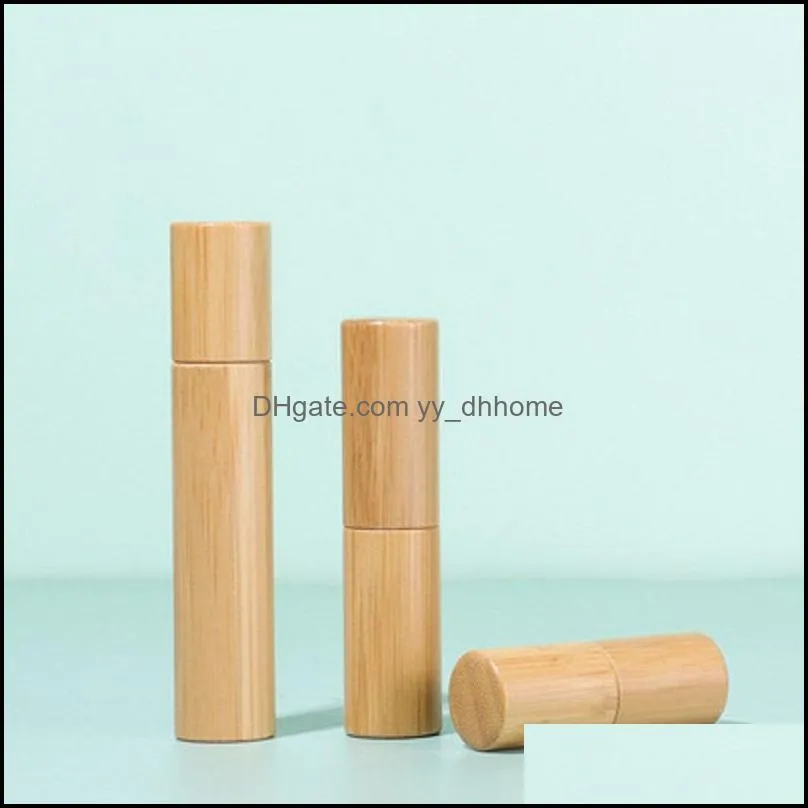 3ml 5ml 10ml Full natural bamboo  Oil Roller-ball Bottle Clear Glass Roll On Perfume Bottles Stainless Steel Rollers Ball