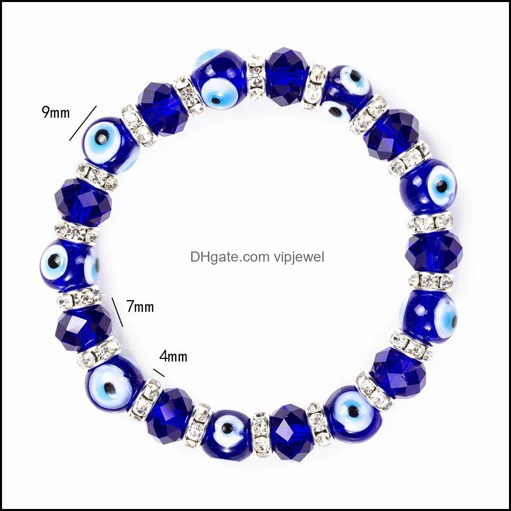 Turkish Blue Eye Bracelet Handmade Jewelry Amulet Religious Evil Nazar Eye Crystal Bracelets for Women Girl