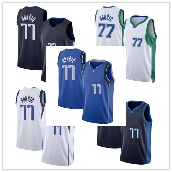 Kyrie Irving 11 Luka Doncic 77 Jersey Blue White Navy и City 75th Men Shinted Jersey S-xxl Mix Match заказ