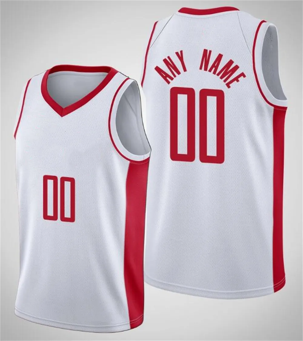 Напечатанный Houston Custom Diy Design Basketball Jerseys Настройка Команда Униформа Печать Персонализированные Любое имя Номер Мужчины Женщины Дети Молодежные Мальчики Белый Джерси