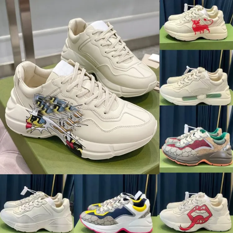 Tênis Designer Rhyton Sapatos Casuais Masculino Feminino Daddy Sneaker Lady Luxurys Runner Trainers Chaussures Multicolor Platform Shoes 35-46