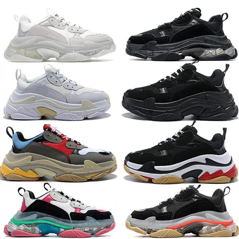Mens Womens Triple S Sneakers 2024 Leather Dad Shoes Vintage Running Crystal Black Breathable Lace Up EU 36 45 From Heatshoes 88.09 DHgate.Com