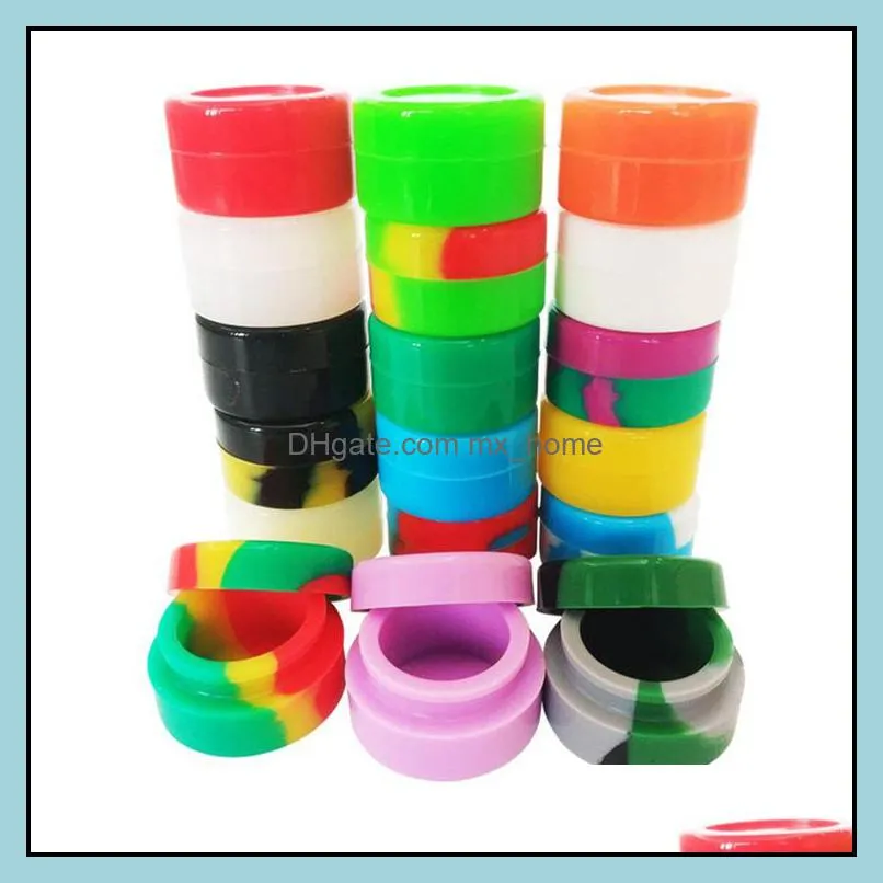 5ml round silicone container jars dabs wax containers dry herb fda silicone box for concentrate small bho wax oil containers