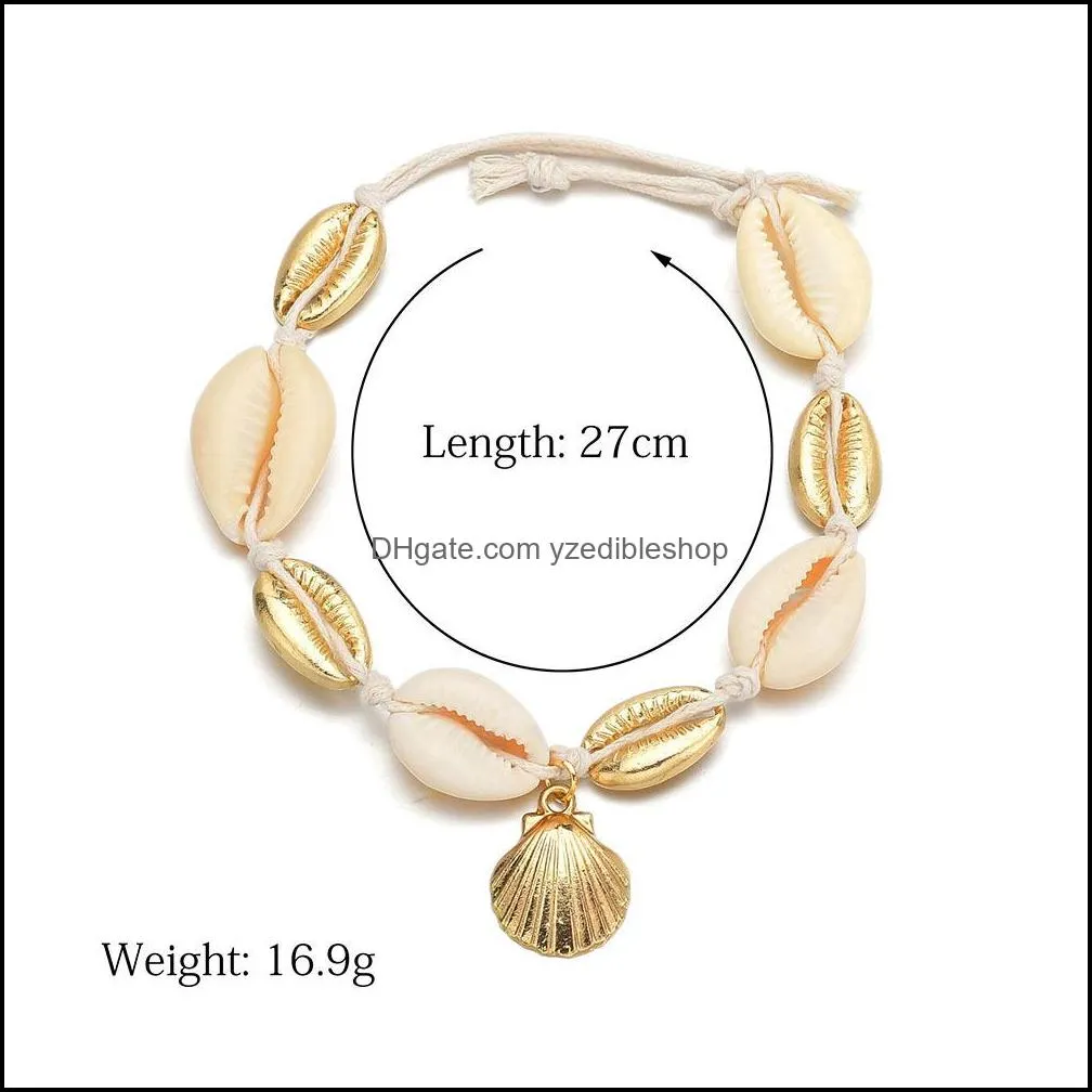 Bohemian Turtle Shell Summer Beach Anklet For Women Tortoise Seashell charm String beads chains Ankle bracelets on Leg Boho Jewelry