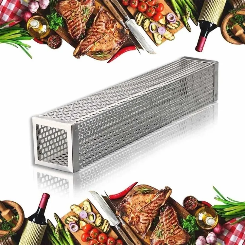 Realand carré 6/12 pouces BBQ granulés de bois fumoir tube en acier inoxydable générateur de fumée tuyau de maille pour grill chaud ou froid fumer T200506