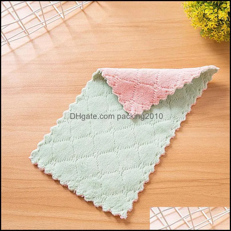 portable double sided scouring pad reusable cleaning dishcloth kitchen cleaning tools wiper dish towels rag kitchen supplies vt1925