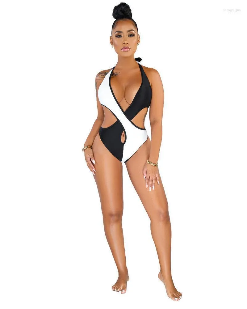 Women's Jumpsuits & Rompers Contrast Color Stitching Tight Strap Triangle Jumpsuit 2022 Explosive