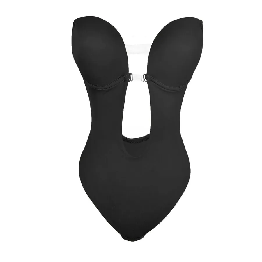 Body Gainant Femme Dos Nu Invisible - Soutien-gorge Push-up Intégré, Col En V Profond, Pour Robe De Mariée Ou Tenue Dos Nu