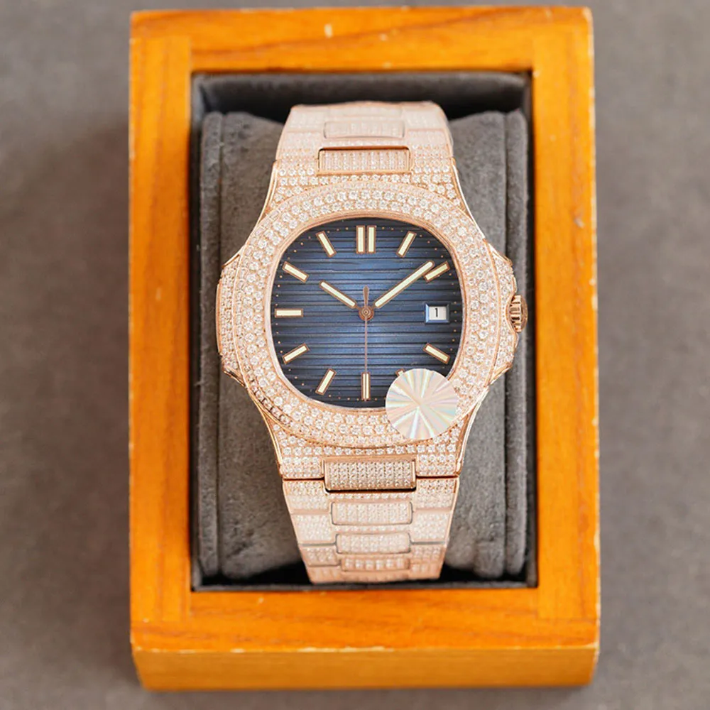 Orologio da uomo a diamante completo orologi meccanici automatici business owatch cinghia in acciaio inossidabile zaffiro impermeabile da 40 mm montre de luxe