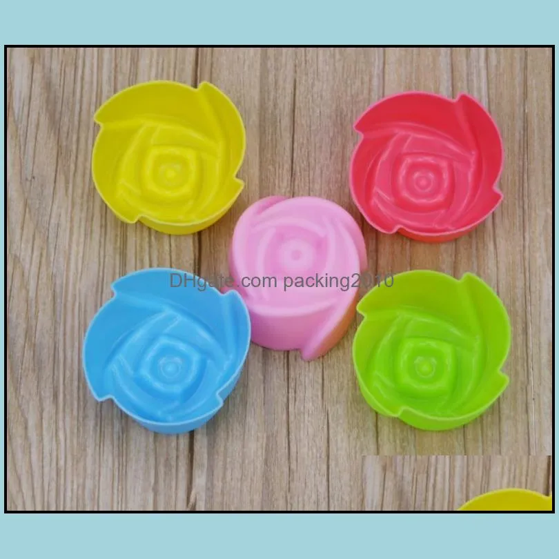 fast shipping 5cm rose flower cake mold pudding grade silicone cake mold cupcake mold baking mould bakeware sn2970