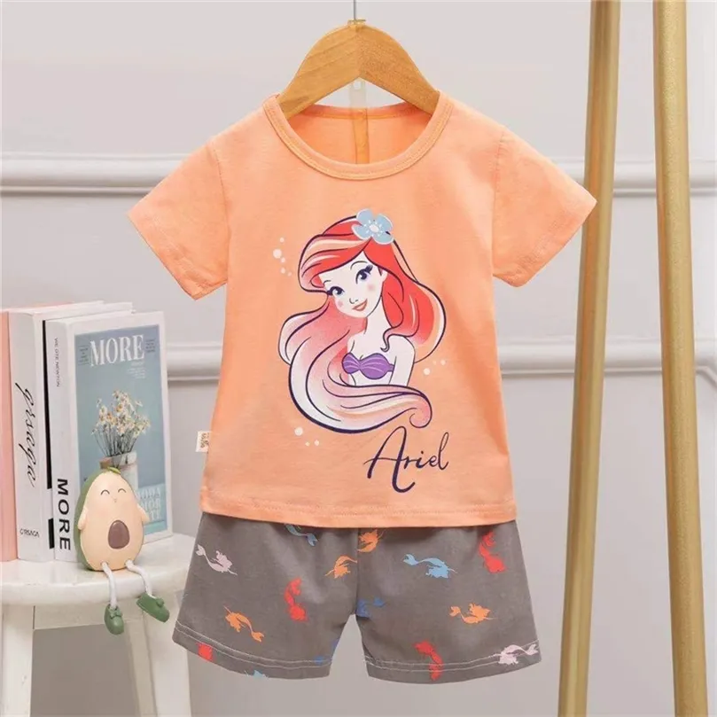 Ensemble de pyjamas d'été pour filles, vêtements de couchage pour enfants, manches courtes, vêtements de nuit en coton, sous-vêtements pour enfants, pyjama Junior 220507