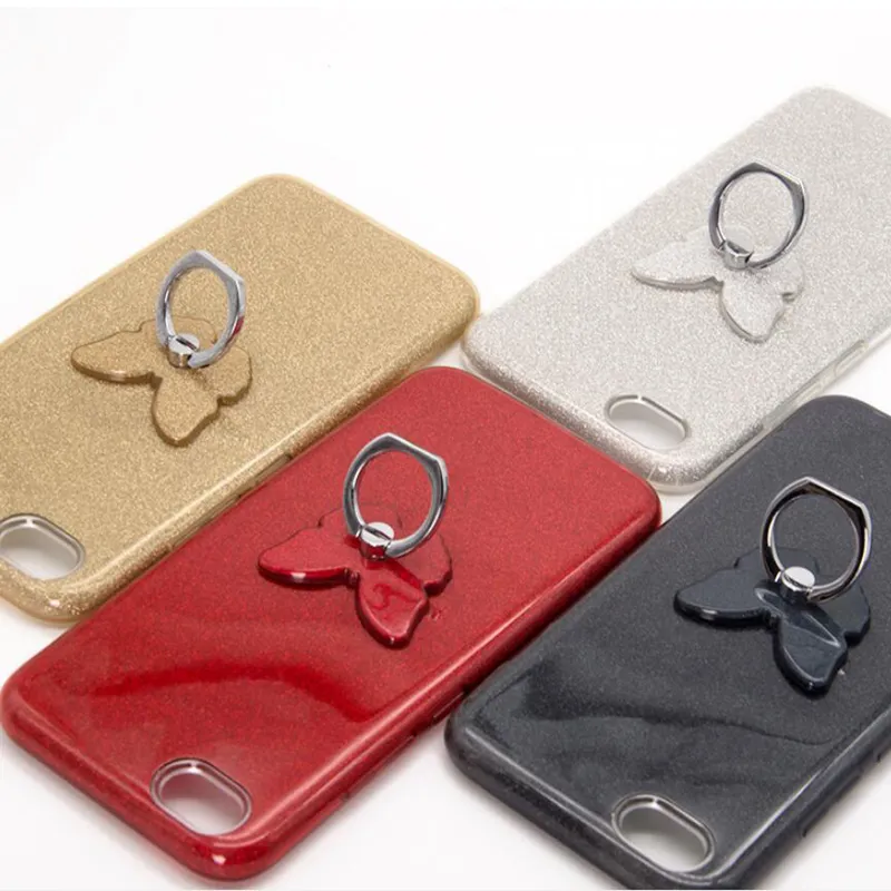 Supporto per cellulare a farfalla glitterato, con fibbia ad anello, supporto girevole, regalo da tavolo all'ingrosso, arcobaleno, nero, rosso, rosa e oro_voghion.com